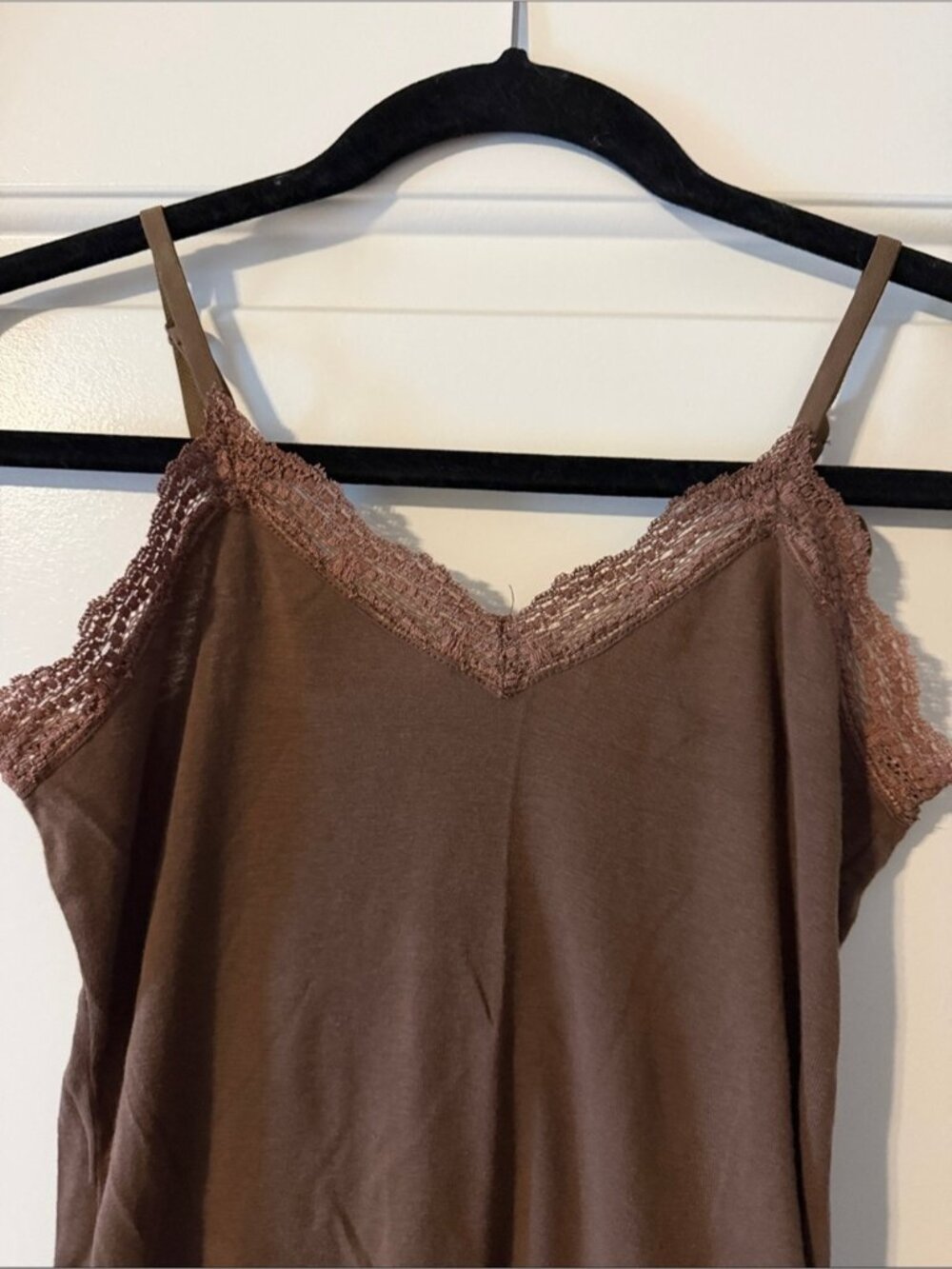 Brown Lace Trim Camisole Tank Top - Picture 2 of 2